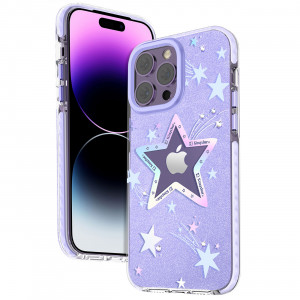 Гръб KINGXBAR Heart Star - iPhone 14 Plus лилава звезда - Img 3