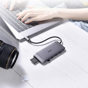 Докинг станция CHOETECH 9в1 USB Type C към 3x USB Type A 3.2 Gen.1 / четец за SD и Micro SD карти / HDMI 4K 30Hz / VGA Full HD 60Hz / USB Type C / RJ45 (HUB-M15) сива - Img 2