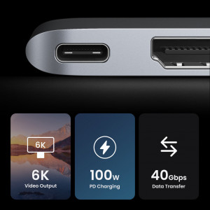 Докинг станция UGREEN CM380 2x USB Type C към HDMI / 2x USB Type A 3.0 / четец за SD и Micro SD карти / USB Type C Power Delivery сива - Img 7