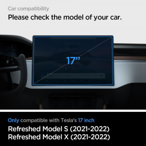 Закален стъклен протектор с инструмент за поставяне SPIGEN Glas FC Ez Fit - Tesla Model X 2022 / Model S 2021 черен - Img 9