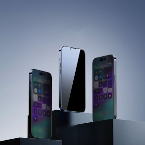 Закален стъклен протектор 0.4mm с пълно покритие и филтър за поверителност BASEUS Privacy с инструмент за поставяне - iPhone 14 Pro - Img 16