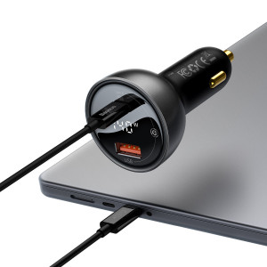 Зарядно за кола BASEUS 140W USB Type A / USB Type C PD 3.1 черно + кабел USB Type C BASEUS Superior Series 240W 5A 1m черен (CGZX070001) - Img 4