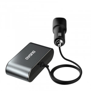 Зарядно за кола DUDAO 60W 2x USB Type A / 3x вход за запалка с кабел и LED дисплей (R1Pro) черно - Img 2