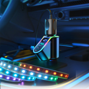 Зарядно за кола JOYROOM 4в1 150W USB Type A / 2x USB Type C / вход за запалка PD QC3.0 с LED дисплей (JR-CL21) черно - Img 11