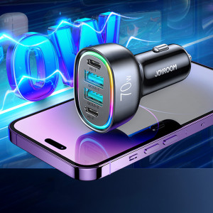 Зарядно за кола JOYROOM 70W 2x USB Type A / 2x USB Type C с осветление (JR-CL29) черно - Img 9