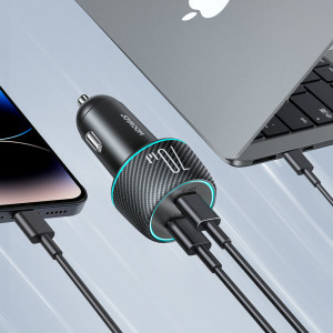 Зарядно за кола JOYROOM 70W 2x USB Type C с осветление (JR-CCN02) черно - Img 3