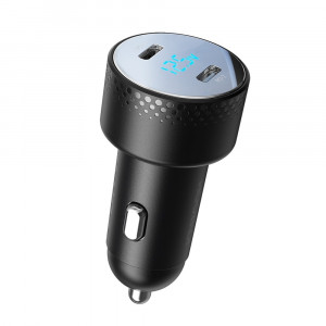 Зарядно за кола JOYROOM 70W 2x USB Type C с LED диспелй (JR-CCD02) черно - Img 4