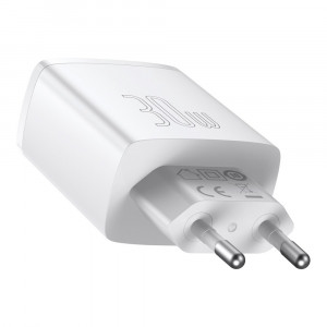 Зарядно за стена BASEUS 30W 3A 2x USB Type A / USB Type C PD QC (CCXJ-E02) бяло - Img 3