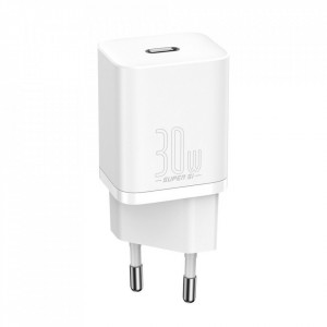 Зарядно за стена BASEUS Super Si 1C 30W USB Type C PD QC (CCSUP-J02) бяло - Img 1
