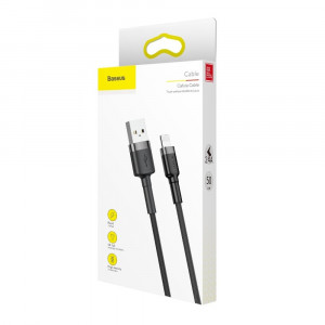 Кабел за зареждане и данни с оплетка BASEUS Cafule USB Type A към Lightning с бързо зареждане 3.0 2.4A 0.5m черен / сив (CALKLF-AG1) - Img 9