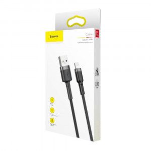 Кабел за зареждане и данни с оплетка BASEUS Cafule USB Type A към Lightning с бързо зареждане 3.0 2.4A 1m черен / сив (CALKLF-BG1) - Img 10