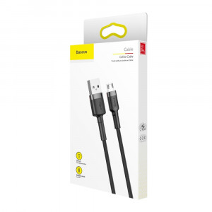 Кабел за зареждане и данни с оплетка BASEUS Cafule USB Type A към micro USB с бързо зареждане 3.0 2.4A 1m черен / сив (CAMKLF-BG1) - Img 11