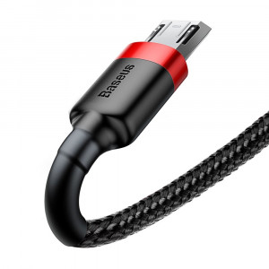 Кабел за зареждане и данни с оплетка BASEUS Cafule USB Type A към micro USB 2A 3m черен / червен (CAMKLF-H91) - Img 4
