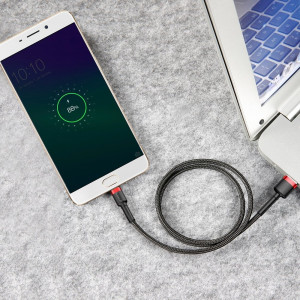 Кабел за зареждане и данни с оплетка BASEUS Cafule USB Type A към micro USB 2A 3m черен / червен (CAMKLF-H91) - Img 14