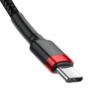 Кабел за зареждане и данни с оплетка BASEUS Cafule USB Type C към USB Type C Power Delivery 2.0 60W 20V 3A с бързо зареждане 3.0 1m черен / червен (CATKLF-G91) - Img 5