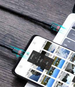 Кабел за зареждане и данни с оплетка BASEUS Cafule USB Type C към USB Type C Power Delivery 2.0 100W 20V 5A 2m сив (CATKLF-ALG1) - Img 14