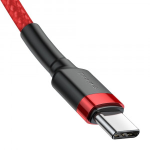 Кабел за зареждане и данни с оплетка BASEUS Cafule USB Type C към USB Type C Power Delivery 2.0 60W 20V 3A с бързо зареждане 3.0 1m червен (CATKLF-G09) - Img 5