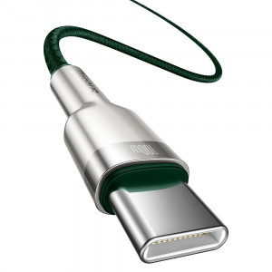 Кабел за зареждане и данни с оплетка BASEUS Cafule USB Type C към USB Type C 100W 20V 5A Power Delivery 2m зелен (CATJK-D06) - Img 2