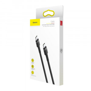 Кабел за зареждане и данни с оплетка BASEUS Cafule USB Type C към USB Type C с бързо зареждане 3.0 Power Delivery 2.0 3A 60W 20V 1m (CATKLF-GG1) черен / сив - Img 13