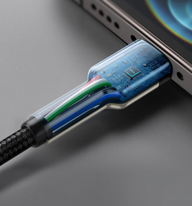 Кабел за зареждане и данни с оплетка BASEUS Cafule USB Type C към Lightning Power Delivery 20W 1m (CATLJK-A01) черен - Img 15