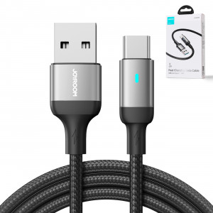 Кабел за зареждане и данни с оплетка JOYROOM A10 USB Type A към USB Type C 3A с бързо зареждане 1.2m черен (S-UC027A10) - Img 9