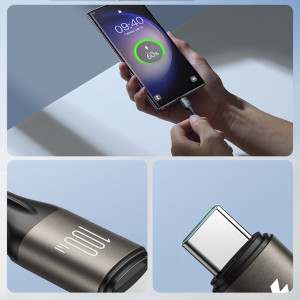Кабел за зареждане и данни с оплетка JOYROOM Light-Speed SA25-CC5 100W USB Type C към USB Type C 1.2m черен - Img 11