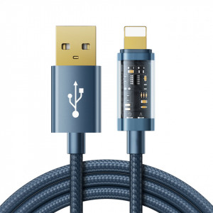 Кабел за зареждане и данни с оплетка JOYROOM USB Type A към Lightning 2.4A 20W 1.2m син (S-UL012A12) - Img 1