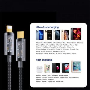 Кабел за зареждане и данни с оплетка JOYROOM USB Type C към Lightning 20W S-CL020A12 1.2m-Black - Img 8