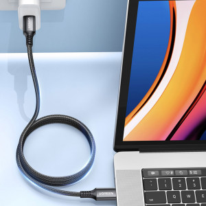 Кабел за зареждане и данни с оплетка UGREEN US555 USB Type C към USB Type C 100W Power Delivery 3 m сив - Img 2