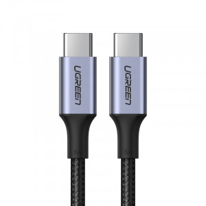 Кабел за зареждане и данни с оплетка UGREEN USB Type C към USB Type C Power Delivery 100W с бързо зареждане FCP 5A 3m сив (90120 US316) - Img 1