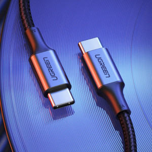 Кабел за зареждане и данни с оплетка UGREEN USB Type C към USB Type C Power Delivery 100W с бързо зареждане FCP 5A 3m сив (90120 US316) - Img 10
