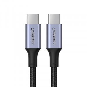 Кабел за зареждане и данни с оплетка UGREEN USB Type C към USB Type C 5A 100W Power Delivery с бързо зареждане 3.0 FCP 480Mb/s 2m сив (70429 US316) - Img 1