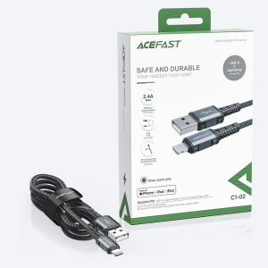 Кабел за зареждане и данни ACEFAST MFI USB Type A към Lightning 1.2m 2.4A черен (C1-02 черен) - Img 12
