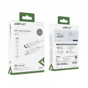 Кабел за зареждане и данни ACEFAST USB Type C към Lightning MFi 30W 3A 1.2m (C3-01) бял - Img 5