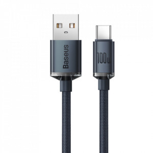 Кабел за зареждане и данни BASEUS Crystal Shine USB Type A към USB Type C с бързо зареждане 100W 1.2m (CAJY000401) черен - Img 2