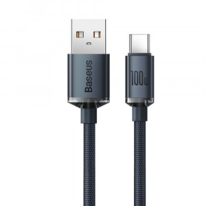 Кабел за зареждане и данни BASEUS Crystal Shine USB Type A към USB Type C с бързо зареждане 100W 2m черен (CAJY000501) - Img 2