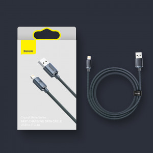 Кабел за зареждане и данни BASEUS Crystal Shine USB Type A към Lightning с бързо зареждане 2.4A 1.2m (CAJY000003) син - Img 19