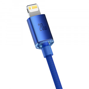 Кабел за зареждане и данни BASEUS Crystal Shine USB Type C към Lightning с бързо зареждане 20W 1.2m син (CAJY000203) - Img 3