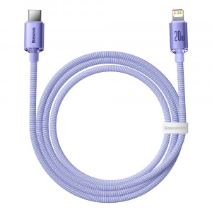 Кабел за зареждане и данни BASEUS Crystal Shine USB Type C към Lightning с бързо зареждане 20W 1.2m лилав (CAJY000205) - Img 4