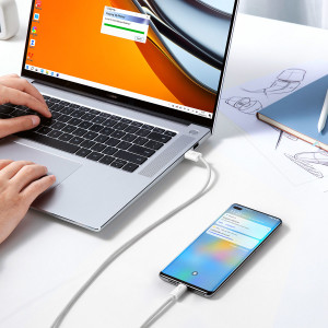 Кабел за зареждане и данни BASEUS Dynamic USB Type C към Lightning 100W 2m бял (CALD000702) - Img 9