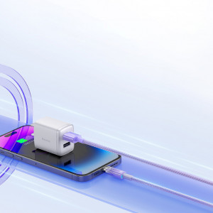 Кабел за зареждане и данни BASEUS Explorer USB Type A към Lightning 2.4A 2m бял (CATS010102) - Img 14