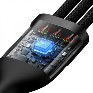 Кабел за зареждане и данни BASEUS Flash II USB Type C / USB Type A към Lightning / USB Type C / micro USB 100W 1.5m (CASS030201) черен - Img 4
