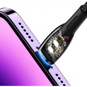 Кабел за зареждане и данни BASEUS Glimmer USB Type C към Lightning с бързо зареждане 480Mb/s 2.4A 2m черен - Img 7