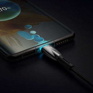 Кабел за зареждане и данни BASEUS Glimmer USB Type C към Type C с бързо зареждане 480Mb/s Power Delivery 100W 1m черен - Img 9