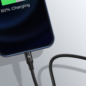 Кабел за зареждане и данни BASEUS Rapid 3in1 USB Type C към USB Type C / Lightning / micro USB 20W 1.5m зелен (CAMLT-SC06) - Img 18