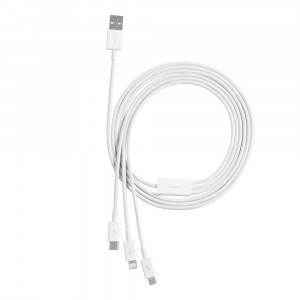 Кабел за зареждане и данни BASEUS Superior 3in1 USB Type A към Lightning / USB Type C / micro USB 3.5A 1.5 m бял (CAMLTYS-02) - Img 7