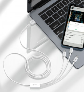 Кабел за зареждане и данни BASEUS Superior 3in1 USB Type A към Lightning / USB Type C / micro USB 3.5A 1.5 m бял (CAMLTYS-02) - Img 16