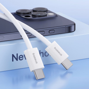 Кабел за зареждане и данни BASEUS Superior ll USB Type C към USB Type C 30W 480Mb/s 1m бял - Img 7
