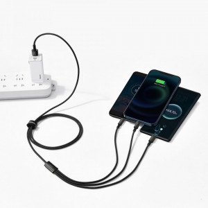 Кабел за зареждане и данни BASEUS Tungsten 3in1USB Type A към Lightning / USB Type C / micro USB 3.5A 1.5m (CAMLTWJ-01) черен - Img 9