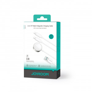 Кабел за зареждане и данни JOYROOM 3in1 USB Type A към 2x Lightning / безжично зарядно S-IW007 1.2m бял - Img 5